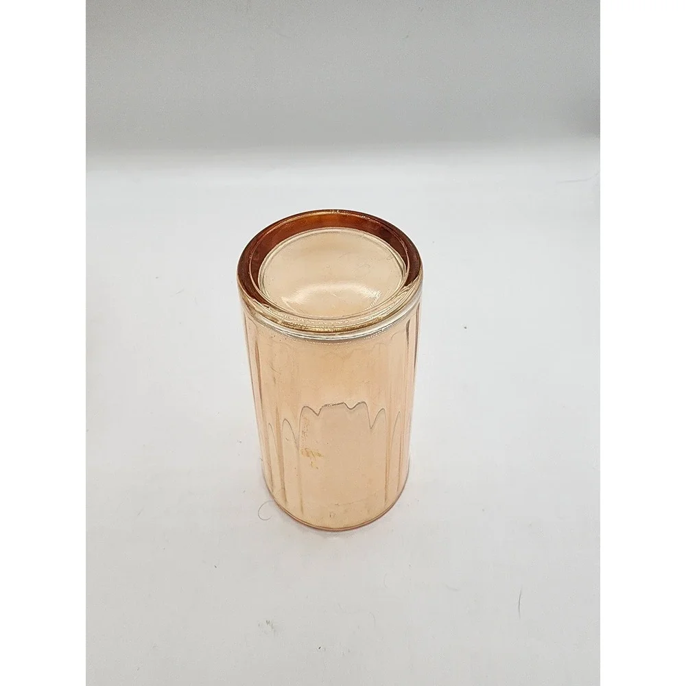 Vintage Carnival Iridescent Peach Lustre Ribbed Tumbler Glass Set 4